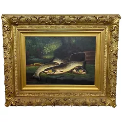 Buy Oil Painting  Burn Trout  Fish Caught Culroy Burn River By James Russell • 2,950£