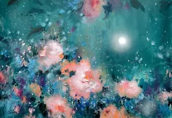 Buy Midnight Eden - Original Floral Moonlight Painting - By Jennifer TAYLOR • 145£
