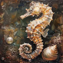 Buy Maritime Paintings, Seahorses Shells Sea, Canvas • 35.14£