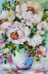 Buy Original Oil Painting Peony White Flowers Artwork Floral Still Life Wall Art • 73.96£