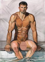 Buy Original Painting  Swimmer  14 * 10 In. I. Bubentcov  Watercolor Erotica Gay Art • 380.27£