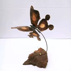 Buy Brutalist Butterfly Kinetic Sculpture Drift Wood Base Yosi Vintage Mid Century • 26.39£
