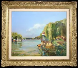 Buy Laurent Gsell (1860-1944) Huge Signed French Oil On Canvas - Boats On Seine • 112£