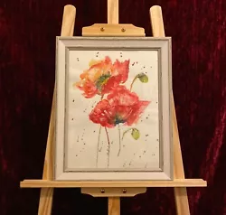 Buy Original Watercolour Painting Abstract Poppies Red Flower Art Signed • 14.99£