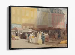 Buy David Cox, A French Market Scene -float Effect Canvas Wall Art Print • 49.99£