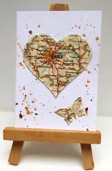 Buy ACEO Paris Heart & Butterfly Miniature Map Print • 4.99£