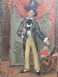 Buy Very Beautiful Painting Oil On Wood Mandolin Hat 1950 Portrait Man Art • 167.23£