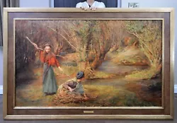 Buy Large Fine Original Antique Oil Painting Of Girls In Forest Royal Academy 1901 • 7,950£