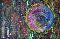 Buy Painting Original Oil Painting Abstract Space Art Planet Impasto Art 16 X 24 In • 558.11£