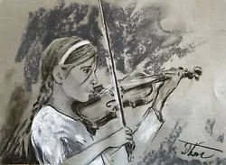Buy Landscape Impressionism Pastel Painting Drawing Dorothy Laz Young Violinist • 29.09£