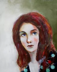 Buy Original Painting Art  Abstract Expressionist Woman Portrait 17x14 REDHEADED  • 80.05£