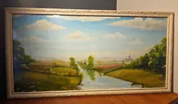 Buy Vintage Oil Painting On Board Glaze Frame Scenic Landscape Signed Water • 35£
