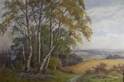 Buy Original Watercolour , 'Landscape With Birch Trees', 1950's , Artist Unknown • 45£