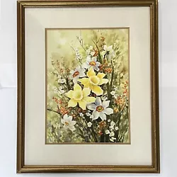 Buy Vintage Painting ETHEL CARPENTER Watercolor Framed Flowers Daffodils 18  X 22  • 165.37£