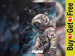 Buy Expressive Oil Astronaut Cosmos Painting Print 5 X7  On Matte Paper • 4.99£