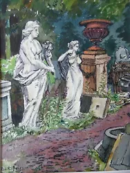 Buy Sculpture Figures In A Reclamation Yard. Vintage Watercolour By Doreen Greig. • 49£