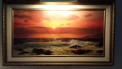 Buy 1968 Violet Parkhurst Original Oil Painting Signed By Artist - Sunset Surf • 9,410.56£