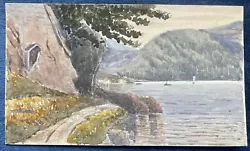 Buy Antique Miniature Watercolour Painting, Lake Scene, George Chance, C.1880 • 5£