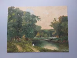 Buy Forest And River Landscape  Oil On A Wood Panel G. Gordon 1948 • 20£