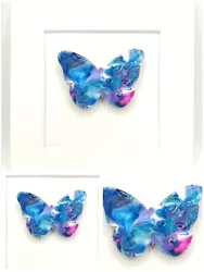 Buy Painting Of Butterfly Acrylic Paint Pour 3d Mounted Unique Unusual Gift Fluid • 8.99£