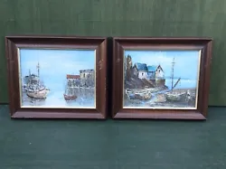 Buy Pair Of Vintage Oil Paintings Of Boats In Harbour Signed C. Tapola • 29.99£