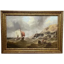 Buy 19th Century Oil Painting Fishing Boat Rough Choppy Seas By Henry Moore RA • 6,000£