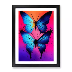 Buy Butterflies With Dripping Paint No.2 Wall Art Print Framed Canvas Picture Poster • 24.95£