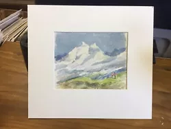 Buy Original Mounted Watercolour Of Snow Capped Mountains • 10£