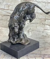 Buy Majestic Cougar On A Rock Cast Bronze Garden Statue Lost Wax Method Decor • 631.37£