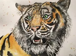 Buy Tiger Original Watercolour Painting Contemporary Modern Art By Melanie-jayne • 39.99£