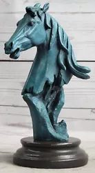 Buy Detailed Art Horse Head Bust Bronze Sculpture Marble Base Statue Figurine • 157.19£