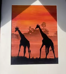 Buy Giraffe Sunset Silhouette Original Art Work By R Price • 9£