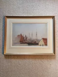 Buy Large Framed Watercolour 'Lowestoft Harbour' - Signed 'A.M.M. 18.XII. 07.' • 49.99£
