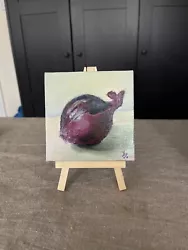 Buy Original Mini Oil Painting Canvas: Red Onion • 4.99£