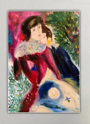 Buy Marc Chagall Impressionist Style Oil Painting On Canvas 50x70cm  ‘Les Amoureux’ • 165£