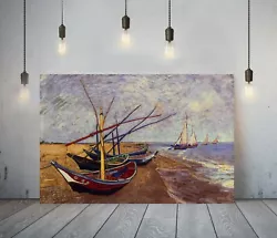 Buy Van Gogh Fishing Boats -framed Canvas Painting Wall Art Picture Paper Print • 59.99£