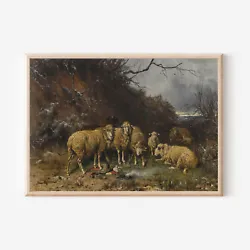 Buy Otto Friedrich Gebler - Flock Of Sheep At The Fireplace - Poster, Art, Painting • 73.50£