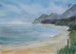 Buy ACEO Original Painting Seascape Art Beach Nefyn Wales Coast  Watercolour • 5.50£
