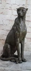 Buy Large Signed Barye Cheetah Cougar Wild Life Home Garden Bronze Sculpture SALE • 314.21£