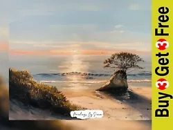 Buy Stunning Beach Oil Sunset Painting, Oil Painting Print 5 X7  On Matte Paper • 4.99£