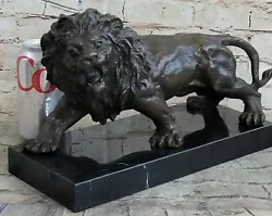 Buy Collectible Statue Bronze Sculpture Animal Barye Wildlife African Lion Statue NR • 331.06£