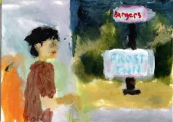 Buy Girl Inside Frosty Inn ACEO Original PAINTING Miniature Outsider Art Figures • 4.13£