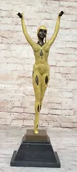 Buy Tall Art Deco Sculpture Female Dancer On Marble Base - Chiparus - Bronze Statue • 219.16£