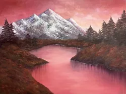 Buy Oil Painting Original Oil Painting Bob Ross Style Painting Mountain Painting • 180£