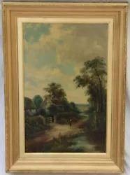 Buy Huge Antique Oil On Canvas Painting Of A Rural Scene By  E Cole In  Frame • 195£