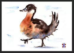 Buy ACEO Watercolor Print Walking Duck Fine Art Painting By Ili • 3.50£