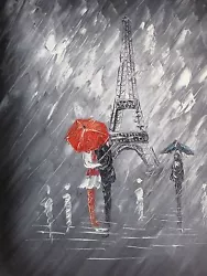 Buy Paris Black White Red Large Oil Painting French Contemporary Original Canvas Art • 20.95£