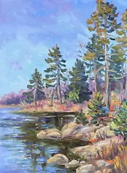 Buy Forest Landscape Original Oil Painting Maine Nature Wall Decor 9x12 Coastal Art • 34.23£