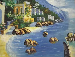 Buy Mediterranean View Sea Large Oil Painting Canvas Ocean Modern Contemporary Art • 28.95£