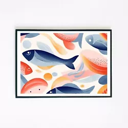 Buy Abstract Fish Marine Sea Painting Illustration 7x5 Retro Decor Wall Art Print  • 3.95£